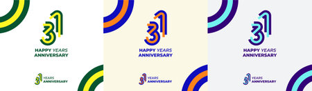 Logo Years Modern Line Colorful 31th, 31th Happy Anniversary with Colorful Line Stack, Minimalist...