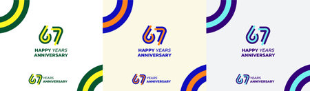 Logo Years Modern Line Colorful 67th, 67th Happy Anniversary with Colorful Line Stack, Minimalist...