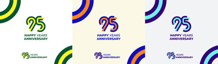 Logo Years Modern Line Colorful 95th, 95th Happy Anniversary with Colorful Line Stack, Minimalist...