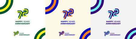 Logo Years Modern Line Colorful 72th, 72th Happy Anniversary with Colorful Line Stack, Minimalist...