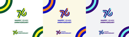 Logo Years Modern Line Colorful 76th, 76th Happy Anniversary with Colorful Line Stack, Minimalist...