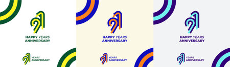Logo Years Modern Line Colorful 91th, 91th Happy Anniversary with Colorful Line Stack, Minimalist...