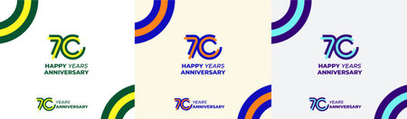 Logo Years Modern Line Colorful 70th, 70th Happy Anniversary with Colorful Line Stack, Minimalist...
