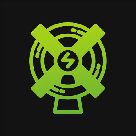 Windmill icon Glyph color, free energy, ecology, renewable and green energy concept. Solid with Gradient color icon.のイラスト素材