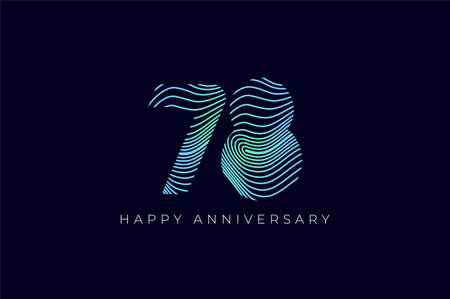 Numeric Design with Line Curve 78th, 78th Happy Anniversary with Gradient Colorful Line wave. Tech,...