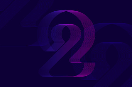Futuristic retro numeric design glitch efffect with line pattern number 2 two.のイラスト素材