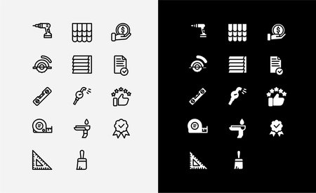 Icon set of floor hockey in outline and glyph solid styleのイラスト素材