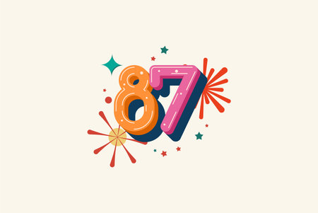 Logo Number Colorful 87th, 87th Happy Birthday or Anniversary with fireworks concept. Happiness and...