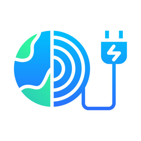 Icon Flat Gradient geothermal and soil energy plug charging. Renewable energy, ecology and energy alternative. Gradient Colourful icon conceptのイラスト素材