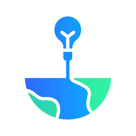 Icon Flat Gradient geothermal and soil energy charging bulb light. Renewable energy, ecology and energy alternative. Gradient Colourful icon conceptのイラスト素材