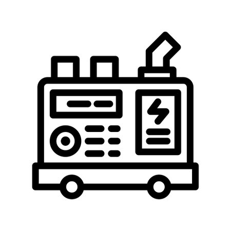 Icon Line portable generator diesel engine power source. Renewable energy, ecology and energy alternative. Outline icon conceptのイラスト素材