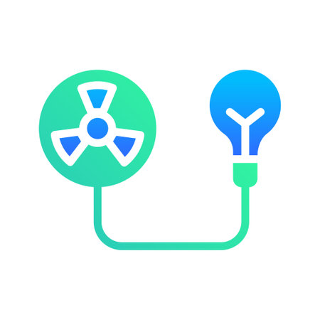 Icon Flat Gradient nuclear energy charging lightbulb. Renewable energy, ecology and energy alternative. Gradient Colourful icon conceptのイラスト素材