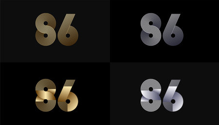 Number Design Line Stripes in Luxury Gold 86th, 86th Years Anniversary with Gold Metallic Line...