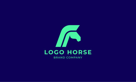 Logo horse with letter F in minimalist concept. Simplicity and modern logo template vector head horse ,bold and strong company brand.のイラスト素材