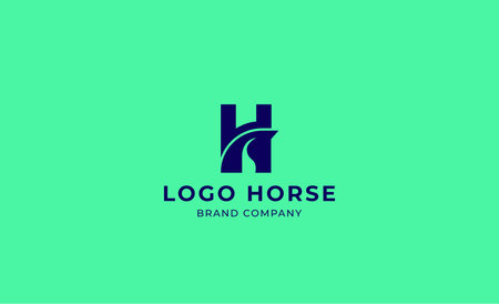 Logo horse with letter H in minimalist concept. Simplicity and modern logo template vector head horse ,bold and strong company brand.のイラスト素材