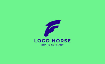 Logo horse with letter F in minimalist concept. Simplicity and modern logo template vector head horse ,bold and strong company brand.のイラスト素材