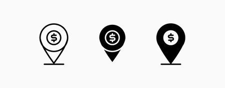 Icon set financial location pin. Finance and business concept design. Ui button web and apps.のイラスト素材