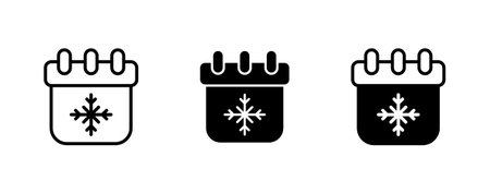 Icon set winter calendar. Celebration winter season xmas. Decorative ornament icon.のイラスト素材