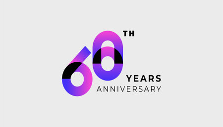 Futuristic Year Anniversary Gradient Purple Colour 68th, 68th Happy Anniversary with Simplicity, Geometric and Modern.のイラスト素材
