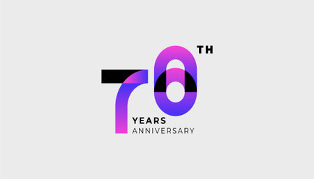 Futuristic Year Anniversary Gradient Purple Colour 78th, 78th Happy Anniversary with Simplicity, Geometric and Modern.のイラスト素材