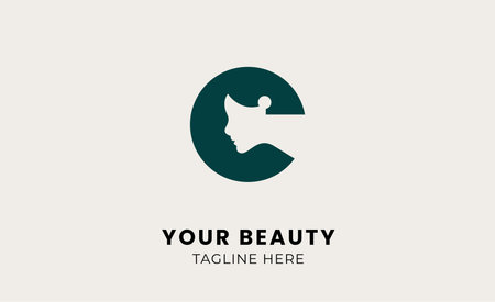 Minimal logo woman beauty with letter C. Feminine, body treatment and modern logo concept.のイラスト素材