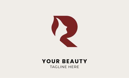 Minimal logo woman beauty with letter R. Feminine, body treatment and modern logo concept.のイラスト素材