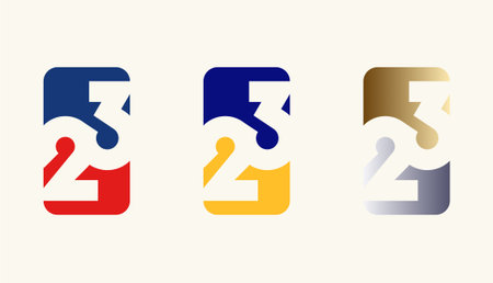 Collection of Card Design Number Anniversary 23th, 23th Happy Anniversary with Rectangle or Square shape in multiple colour variation.のイラスト素材