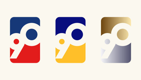 Collection of Card Design Number Anniversary 90th, 90th Happy Anniversary with Rectangle or Square shape in multiple colour variation.のイラスト素材