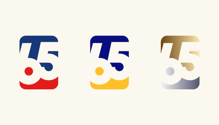 Collection of Card Design Number Anniversary 65th, 65th Happy Anniversary with Rectangle or Square shape in multiple colour variation.のイラスト素材