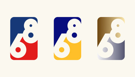Collection of Card Design Number Anniversary 68th, 68th Happy Anniversary with Rectangle or Square shape in multiple colour variation.のイラスト素材