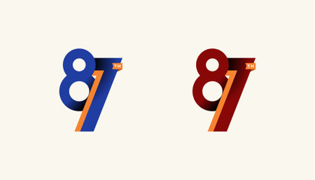Minimalist Stripes Design Number 87th, 87th Happy Anniversary with Simplicity, Geometric and Modern.のイラスト素材