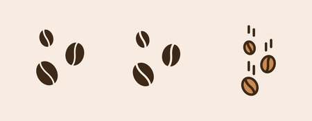 Icon Coffee Beans with glyph, semi solid and flat icon types. Coffee shop equipment, Barista, Beverages concept,のイラスト素材