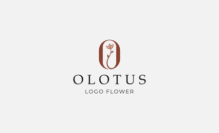 Logo Abstract Lotus or Tulip Flower With Letter O. Nature, Feminine and Beauty Colourful Creative Template. Modern and Minimalist Conceptのイラスト素材
