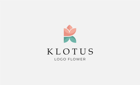 Logo Abstract Lotus or Tulip Flower With Letter K. Nature, Feminine and Beauty Colourful Creative Template. Modern and Minimalist Conceptのイラスト素材