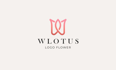Logo Abstract Lotus or Tulip Flower With Letter W. Nature, Feminine and Beauty Colourful Creative Template. Modern and Minimalist Conceptのイラスト素材