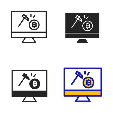 Icon Mining Cryptocurrency. Icon collection with various style icon.のイラスト素材