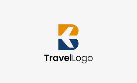 Travel Logo Airplane icon and Letter B, Travel agency illustration modern and minimalist concept.のイラスト素材