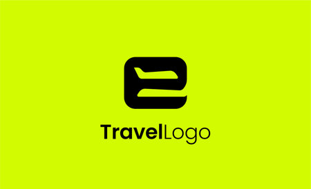 Travel Logo Airplane icon and Letter E, Travel agency illustration modern and minimalist concept.のイラスト素材