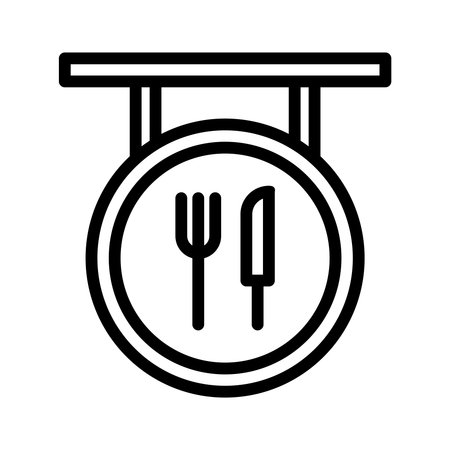 Black line icon food court or restaurant. Minimalist outline icon isolated background.のイラスト素材