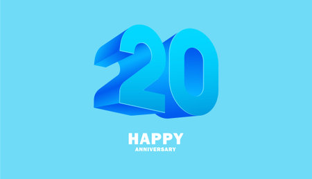 3D Modern colorful number anniversary 20th, 20th Happy Anniversary with fun color, celebrating banner design.のイラスト素材