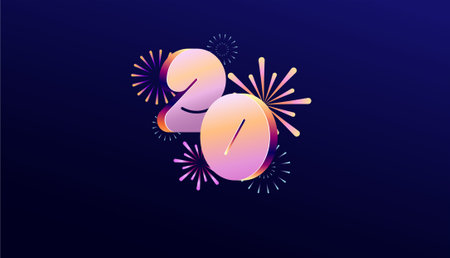 Gradient Colored 3D numbering anniversary 20th, 20th Happy Anniversary with colourful gradient,...