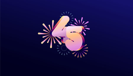 Gradient Colored 3D numbering anniversary 45th, 45th Happy Anniversary with colourful gradient,...