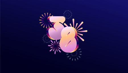 Gradient Colored 3D numbering anniversary 38th, 38th Happy Anniversary with colourful gradient,...