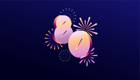 Gradient Colored 3D numbering anniversary 80th, 80th Happy Anniversary with colourful gradient,...