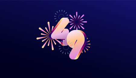 Gradient Colored 3D numbering anniversary 49th, 49th Happy Anniversary with colourful gradient, celebrating and greeting design banner.のイラスト素材