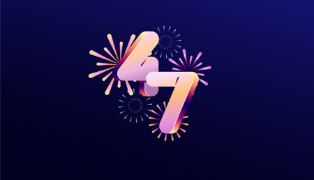 Gradient Colored 3D numbering anniversary 47th, 47th Happy Anniversary with colourful gradient,...