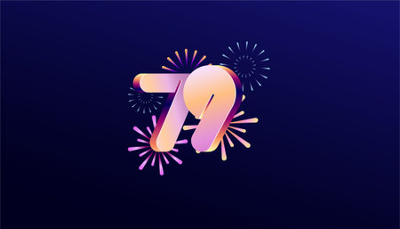 Gradient Colored 3D numbering anniversary 79th, 79th Happy Anniversary with colourful gradient,...