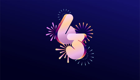 Gradient Colored 3D numbering anniversary 63th, 63th Happy Anniversary with colourful gradient,...