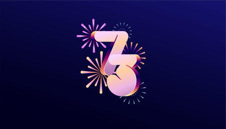 Gradient Colored 3D numbering anniversary 73th, 73th Happy Anniversary with colourful gradient,...