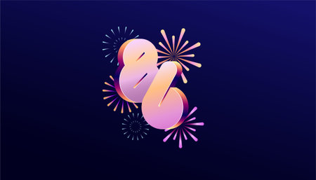 Gradient Colored 3D numbering anniversary 86th, 86th Happy Anniversary with colourful gradient,...